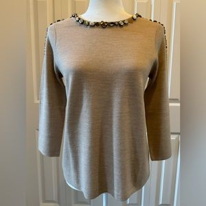 Women’s J Crew sweater with beading. Size small